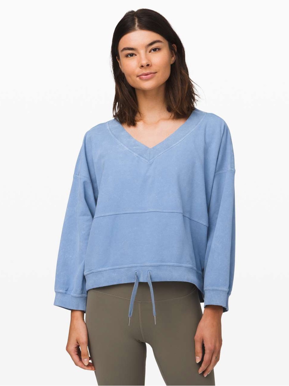 Lululemon Dare the Day V Neck Boxy Blue Pullover XS/S